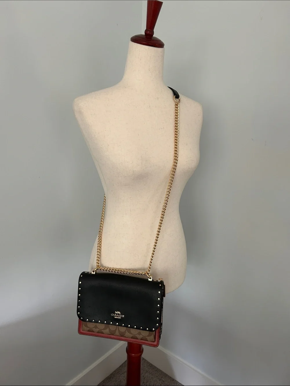 NWOT Coach Klare Black, Brown & light brown Signature Chain Crossbody - Picture 3 of 16
